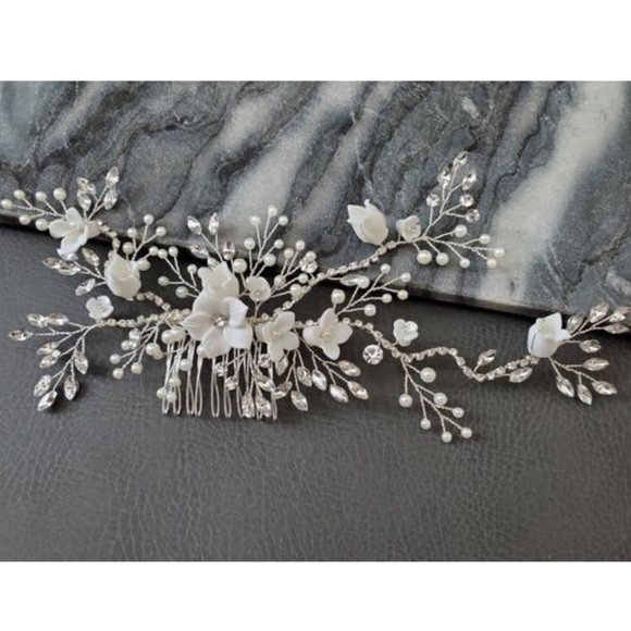 Bride Crystal flower Large Head Hairpieces wedding - Picture 3 of 7